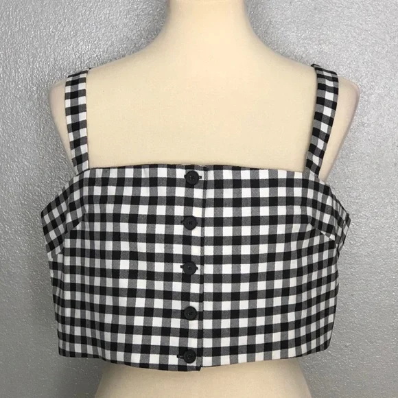 L’Academie Black White Checker Cropped Top XL NWT Coastal Cowgirl - Picture 3 of 11